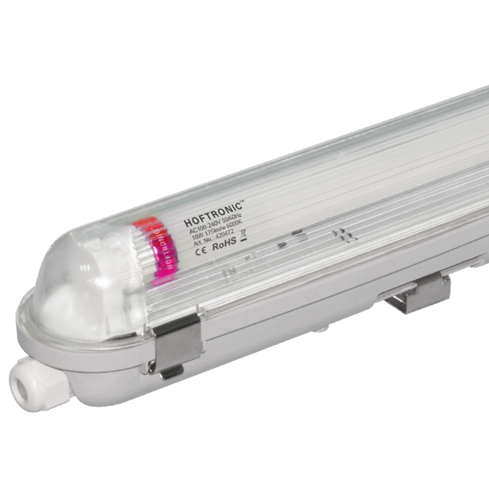 HOFTRONIC LED T8 TL armatuur IP65 120 cm 6000K 18W 3150lm 175lm/W Flikkervrij koppelbaar