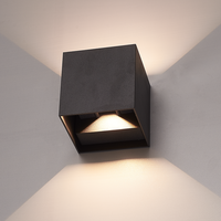 Set of 6 Dimmable LED Wall light Kansas black 7 Watt 3000K Up & Down light IP65