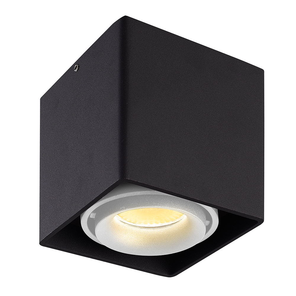 HOFTRONIC™ Dimbare LED Opbouwspot plafond Esto Zwart met witte afdekring IP20 kantelbaar excl. GU10 lichtbron