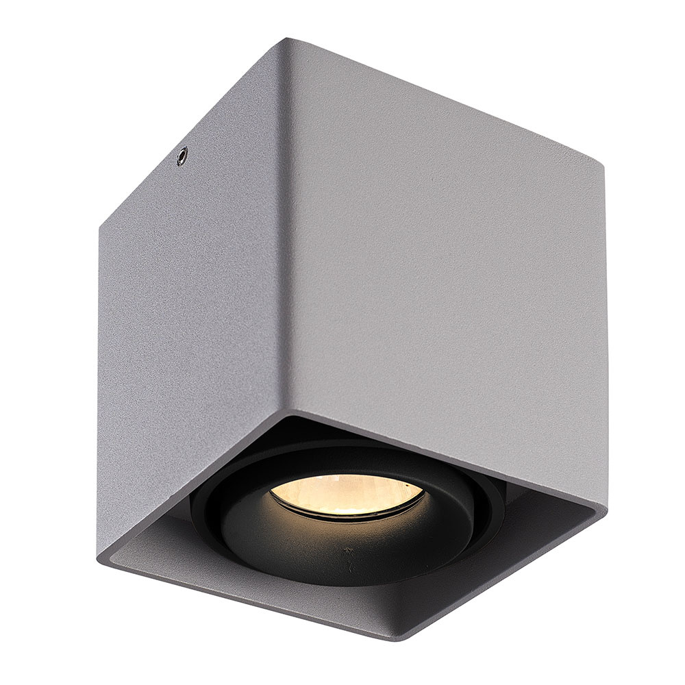 HOFTRONIC™ Dimbare LED Opbouwspot plafond Esto Grijs met zwarte afdekring IP20 kantelbaar excl. GU10 lichtbron