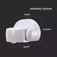 PIR bewegingssensor met schemerschakelaar 180° bereik 12 meter Maximaal 600 Watt opbouw wit IP65