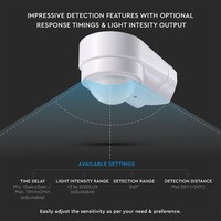 PIR bewegingssensor met schemerschakelaar 240° bereik 10 meter Maximaal 600 Watt opbouw kleur wit IP65