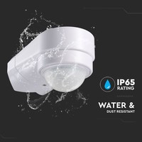 PIR bewegingssensor met schemerschakelaar 240° bereik 10 meter Maximaal 600 Watt opbouw kleur wit IP65