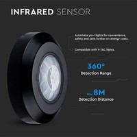 PIR motion sensor with twilight switch 360° range 8m Maximum 200 Watt IP20 surface mounted color black