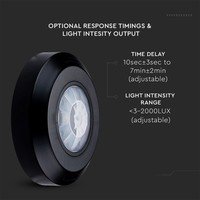 PIR motion sensor with twilight switch 360° range 8m Maximum 200 Watt IP20 surface mounted color black