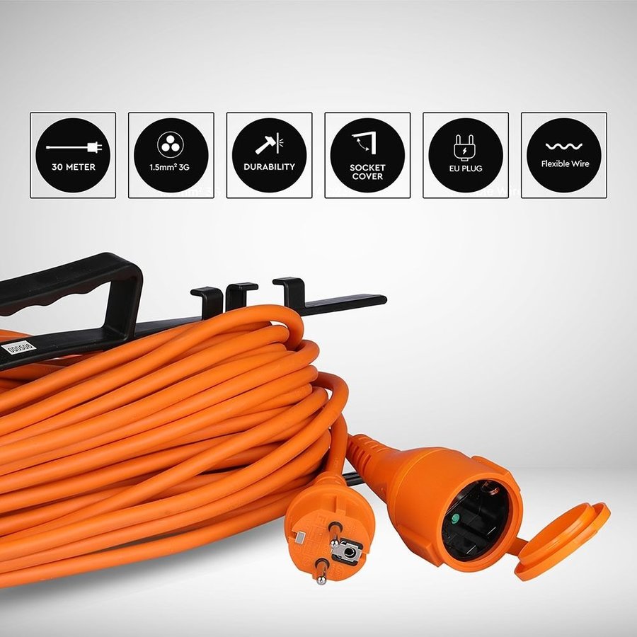 Extension cable incl. cable reel outdoor 30 meters IP44