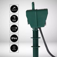 3x Gartensteckdose mit 2 Steckdosen inkl. Zeitschaltuhr und 3 Meter Kabel IP44 spritzwassergeschützt