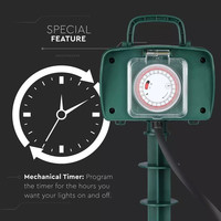 3x Tuin stekkerdoos met 2 stopcontacten incl. timer en 3 meter kabel IP44 spatwaterbestendig