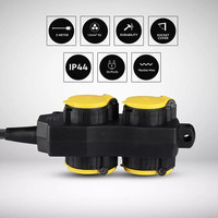 6x Buiten stekkerdoos met 4 stopcontacten incl. 3 meter kabel IP44 spatwaterbestendig