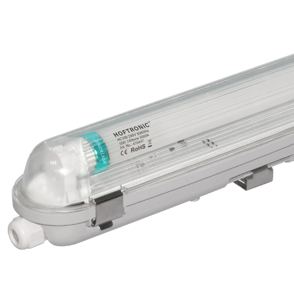 Hoftronic LED TL armatuur 120 cm IP65 flikkervrij koppelbaar incl. 18 Watt LED TL buizen 6000K 2520lm 140lm W