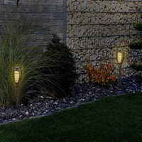 8-PACK LED Solar lanterns - Torch lights with flame effect and twilight switch - 2200K extra warm white - IP44 Splashproof - Garden spike lights 50cm - Solar lights garden