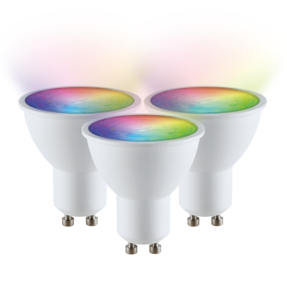 V TAC Set van 3 GU10 SMART LED RGBWW Wifi 4,5 Watt 345lm 110° Dimbaar