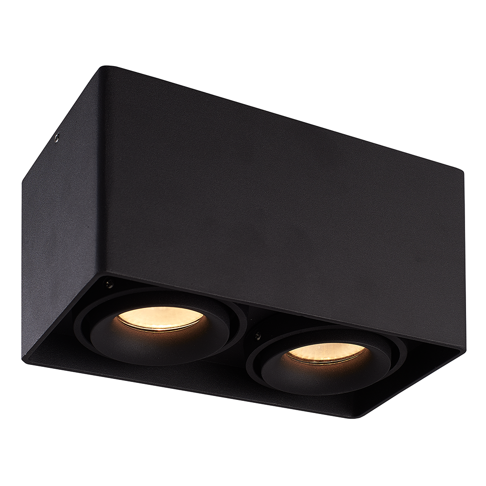 HOFTRONIC™ Dimbare LED Opbouwspot plafond Esto Zwart 2 lichts kantelbaar incl. 2x GU10 spot 5W 4000K