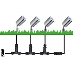 Set van 9 RVS prikspots dimbaar 5 Watt GU10 6000K IP44 - Tuin spots, spots bodem buiten