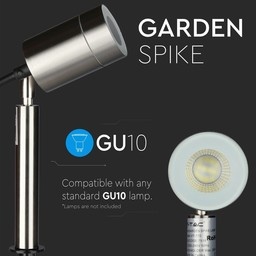 Set van 9 RVS prikspots dimbaar 5 Watt GU10 6000K IP44 - Tuin spots, spots bodem buiten