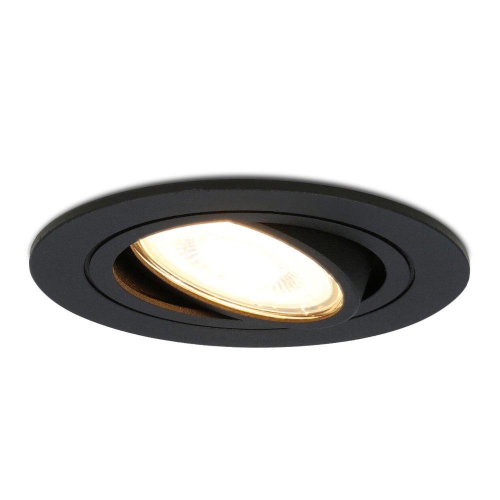 HOFTRONIC™ Miro dimbare LED inbouwspot Kantelbare spotjes 2700K Mat zwart aluminium 5 Watt Vervangbare GU10 lichtbron IP20 voor binnen