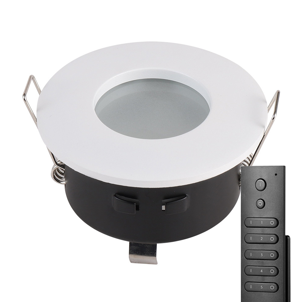 8x HOFTRONIC Barcelona - Inbouwspot met afstandsbediening - LED - Zaagmaat 73mm - Wit - Dimbaar - 5 Watt - 350 lumen - 230V - 2700K Extra warm wit - Verwisselbare GU10 - Plafondspo