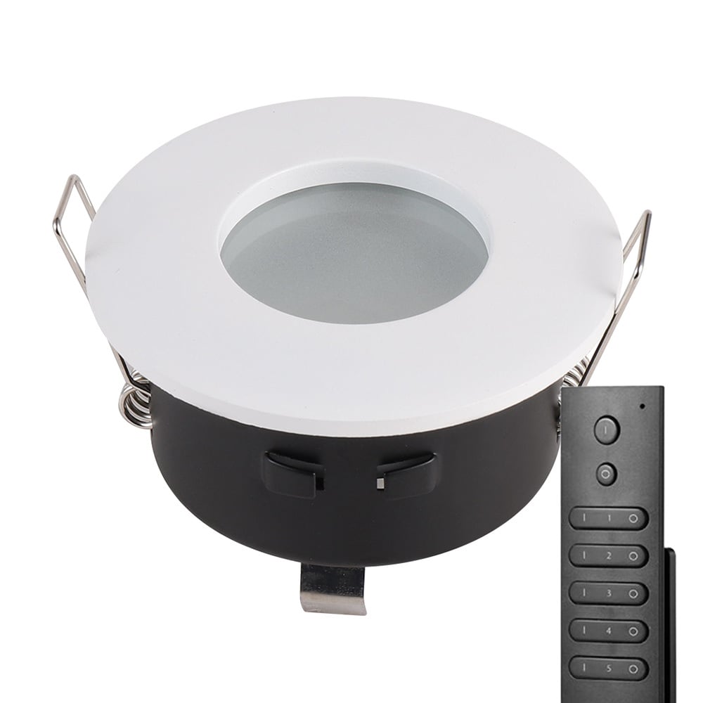 10x HOFTRONIC Barcelona - Inbouwspot met afstandsbediening - LED - Zaagmaat 73mm - Wit - Dimbaar - 5 Watt - 350 lumen - 230V - 2700K Extra warm wit - Verwisselbare GU10 - Plafondsp