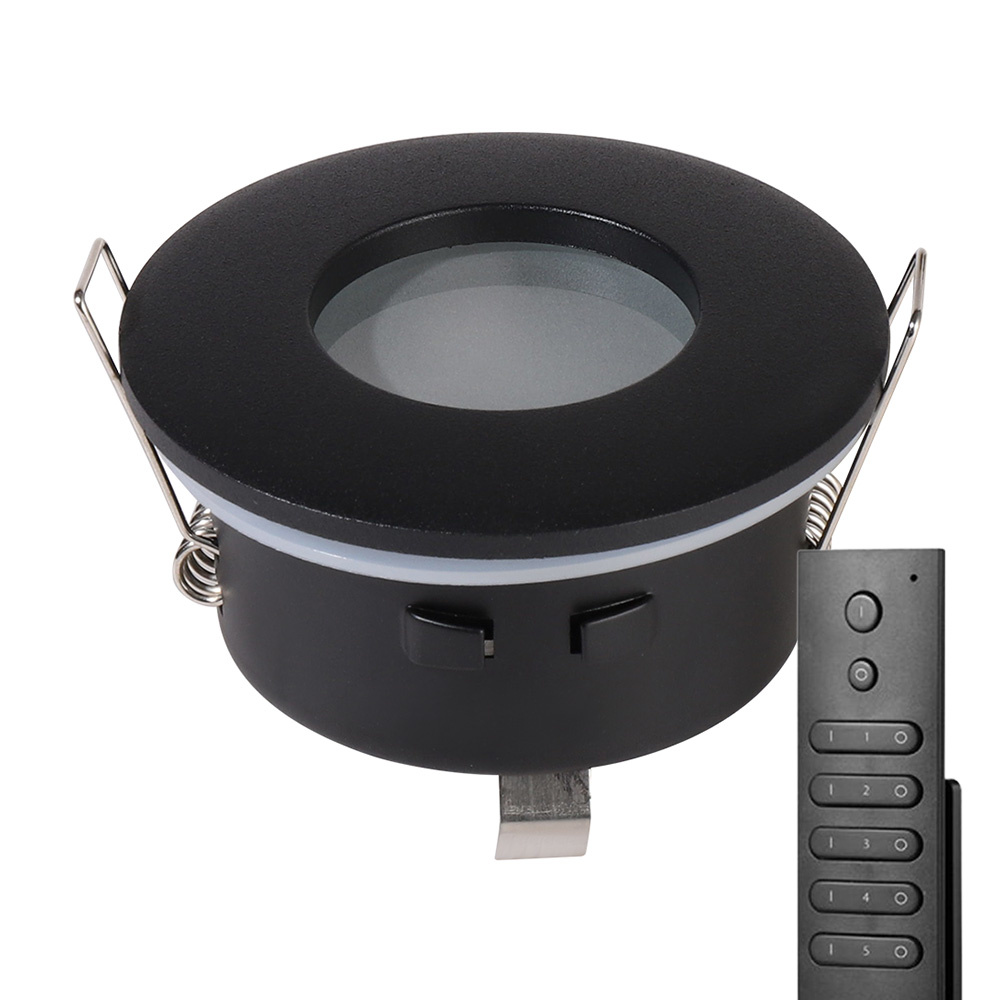 HOFTRONIC™ Set van 6 stuks dimbare LED inbouwspots Porto met 5 Watt spot IP44 Zwart incl. afstandsbediening