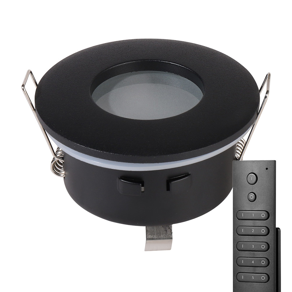 8x HOFTRONIC Porto - Inbouwspot met afstandsbediening - LED - Zaagmaat 73mm - Zwart - Dimbaar - 5 Watt - 350 lumen - 230V - 2700K Extra warm wit - Verwisselbare GU10 - Plafondspots