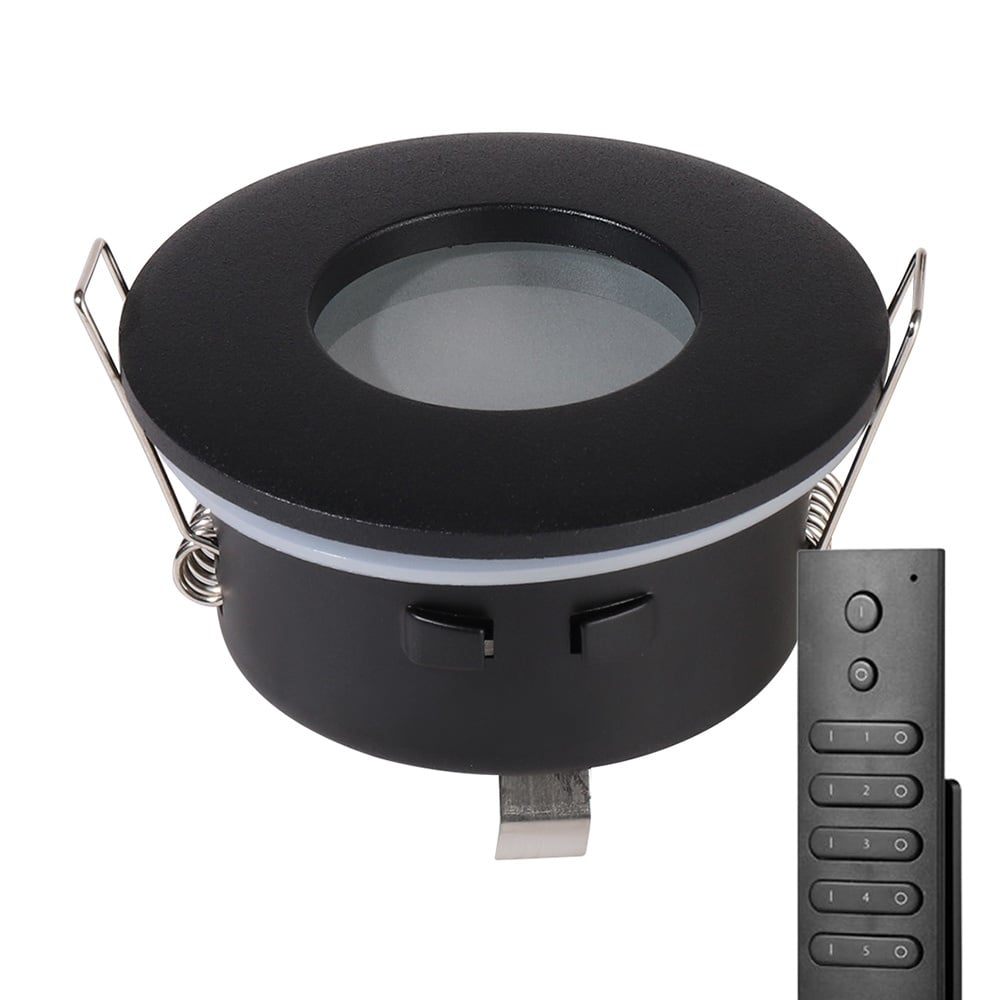 10x HOFTRONIC Porto - Inbouwspot met afstandsbediening - LED - Zaagmaat 73mm - Zwart - Dimbaar - 5 Watt - 350 lumen - 230V - 2700K Extra warm wit - Verwisselbare GU10 - Plafondspot