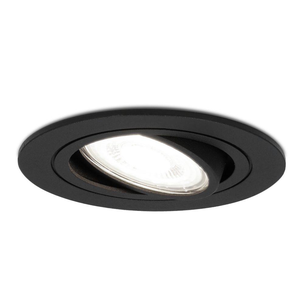 HOFTRONIC™ Miro dimbare LED inbouwspot Kantelbare spotjes 6000K Mat zwart aluminium 5 Watt Vervangbare GU10 lichtbron IP20 voor binnen