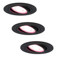 3 Miro slimme LED inbouwspots - WiFi & Bluetooth - Dimbaar via app - Kantelbaar - RGBWW - 5.5W - GU10 - Zwart - IP20 voor binnen