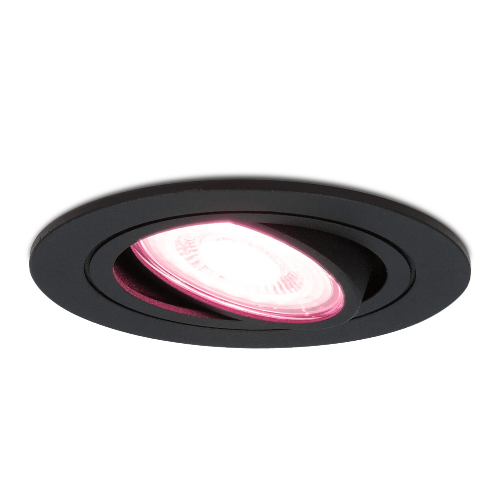 Hofronic Miro slimme LED inbouwspot WiFi Bluetooth Dimbaar via app Kantelbaar RGBWW 5.5W GU10 Zwart IP20 voor binnen