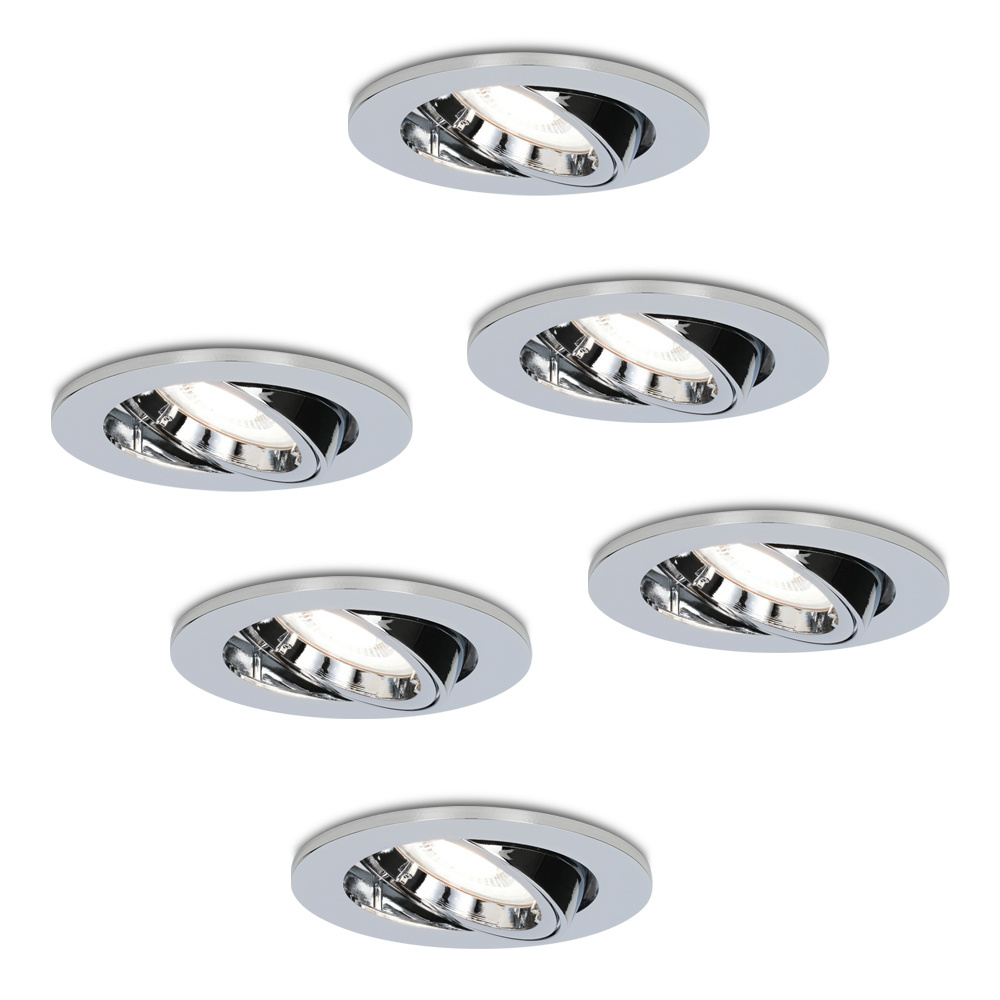 HOFTRONIC™ Set van 6 Maya LED dimbare inbouwspot Kantelbaar Daglicht wit 6000K incl. 6x GU10 spot Chroom plafondspot IP20 voor binnen