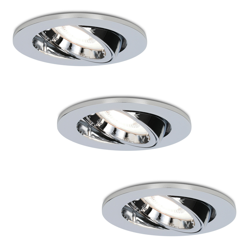 HOFTRONIC™ Set van 3 Maya LED dimbare inbouwspot Kantelbaar Daglicht wit 6000K incl. 3x GU10 spot Chroom plafondspot IP20 voor binnen