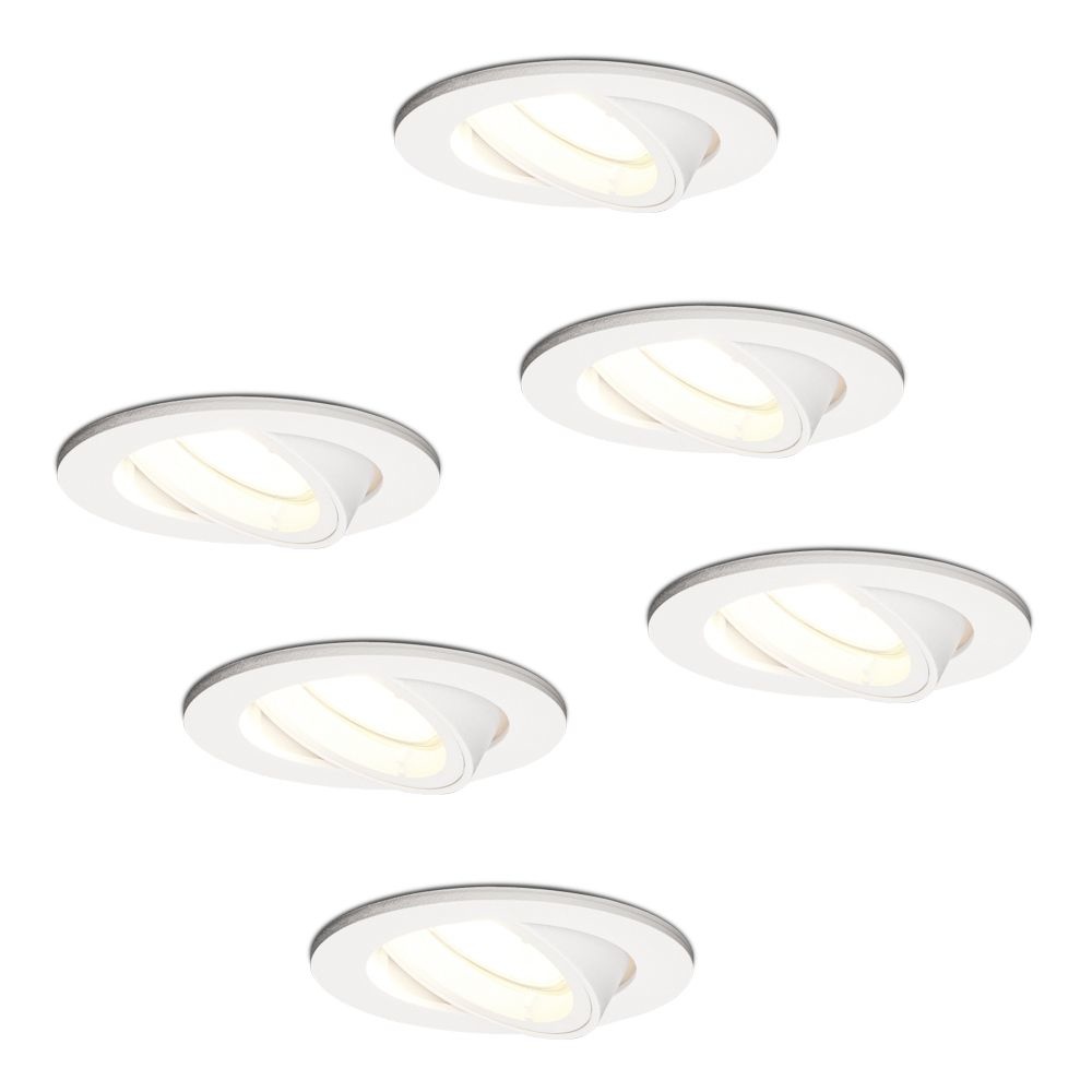 HOFTRONIC™ Set van 6 Dublin LED dimbare inbouwspot - Kantelbaar - Neutraal wit 4000K - incl. 6x GU10 spot - Wit plafondspot - IP20 voor binnen