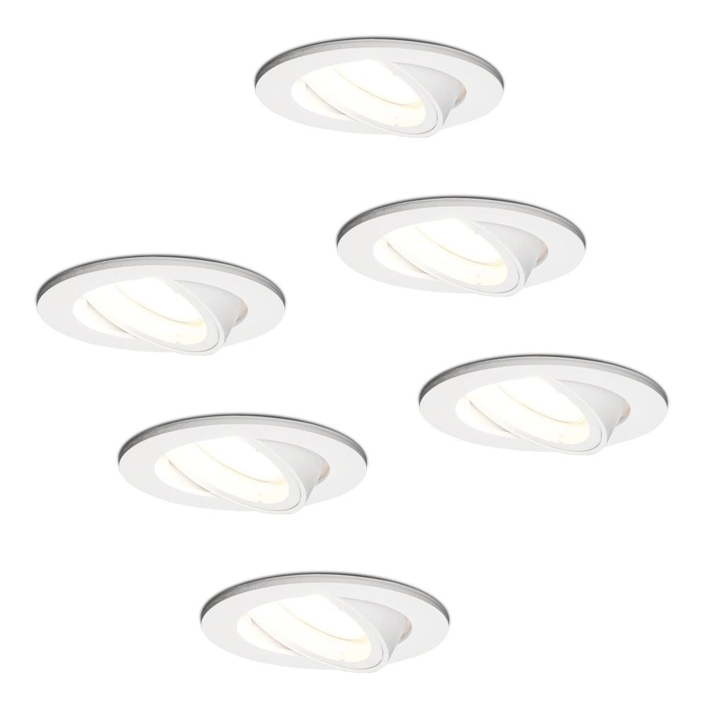 HOFTRONIC™ Set van 6 Dublin LED dimbare inbouwspot - Kantelbaar - Daglicht wit 6000K - incl. GU10 spot - Wit plafondspot - IP20 voor binnen