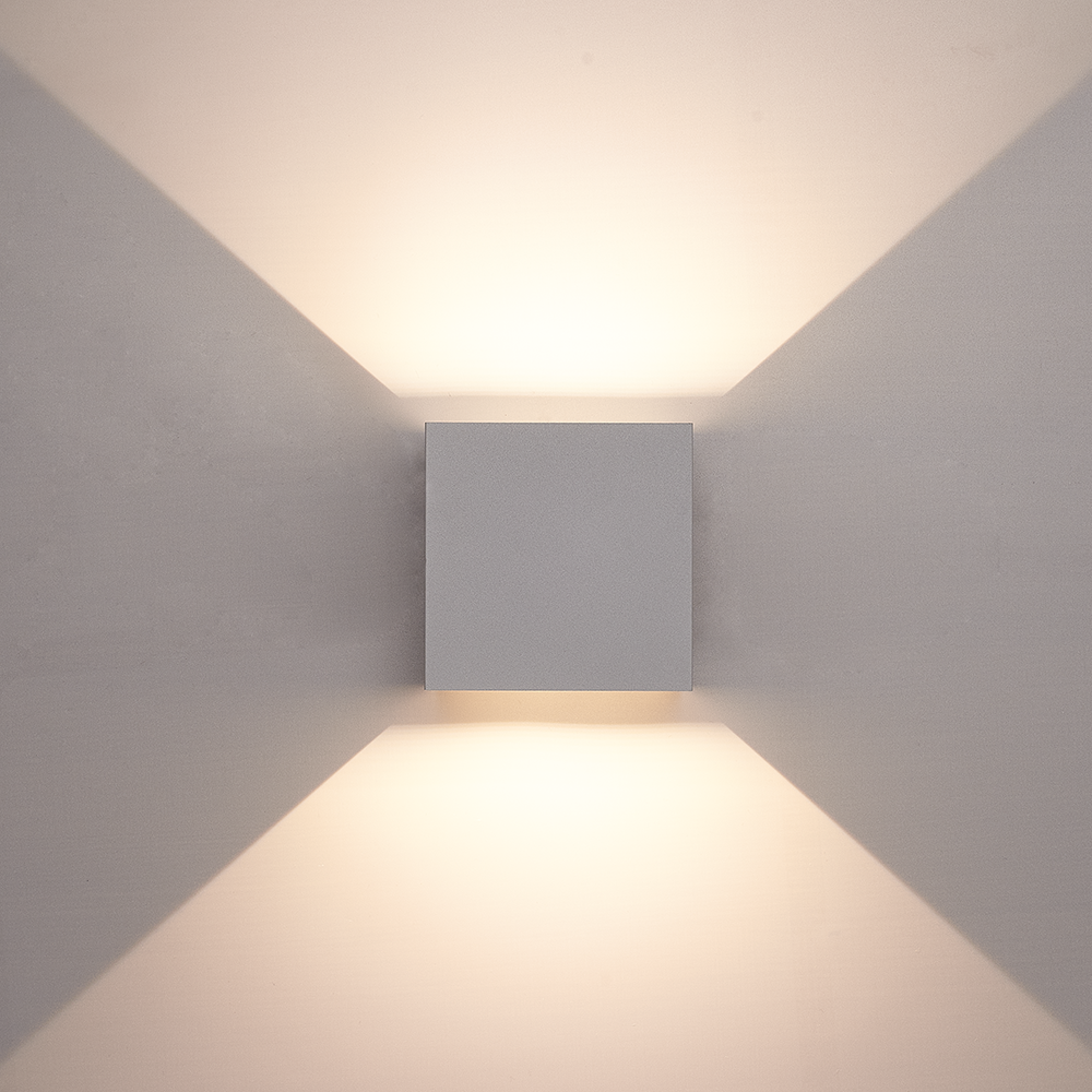 Kansas LED wandlamp - 3000K warm wit - 7 watt - Up & down light - Kubus - Voor buiten en binnen - Grijs voor binnen en buiten