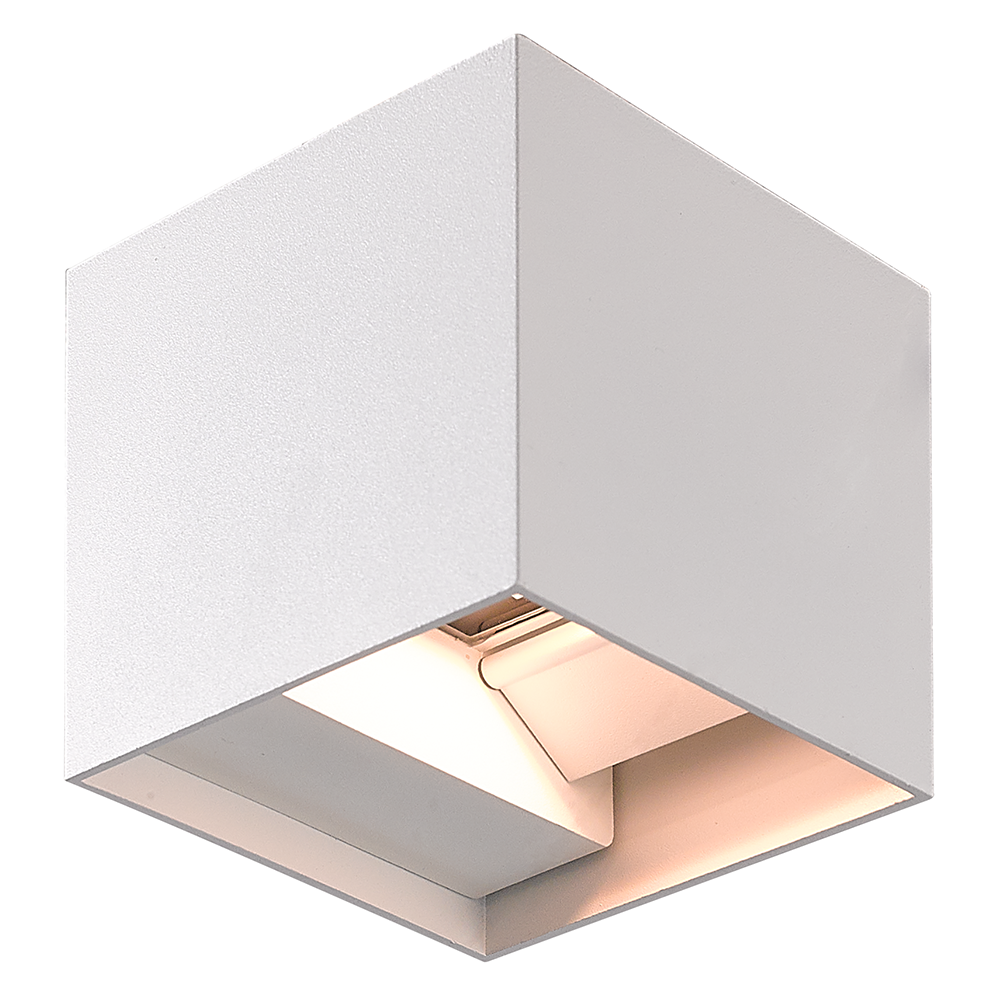 Kansas - Dimbare LED wandlamp kubus - 7 Watt - 3000K warm wit - Up & Down light - IP65 - Wit - Binnen en buiten voor binnen en buiten