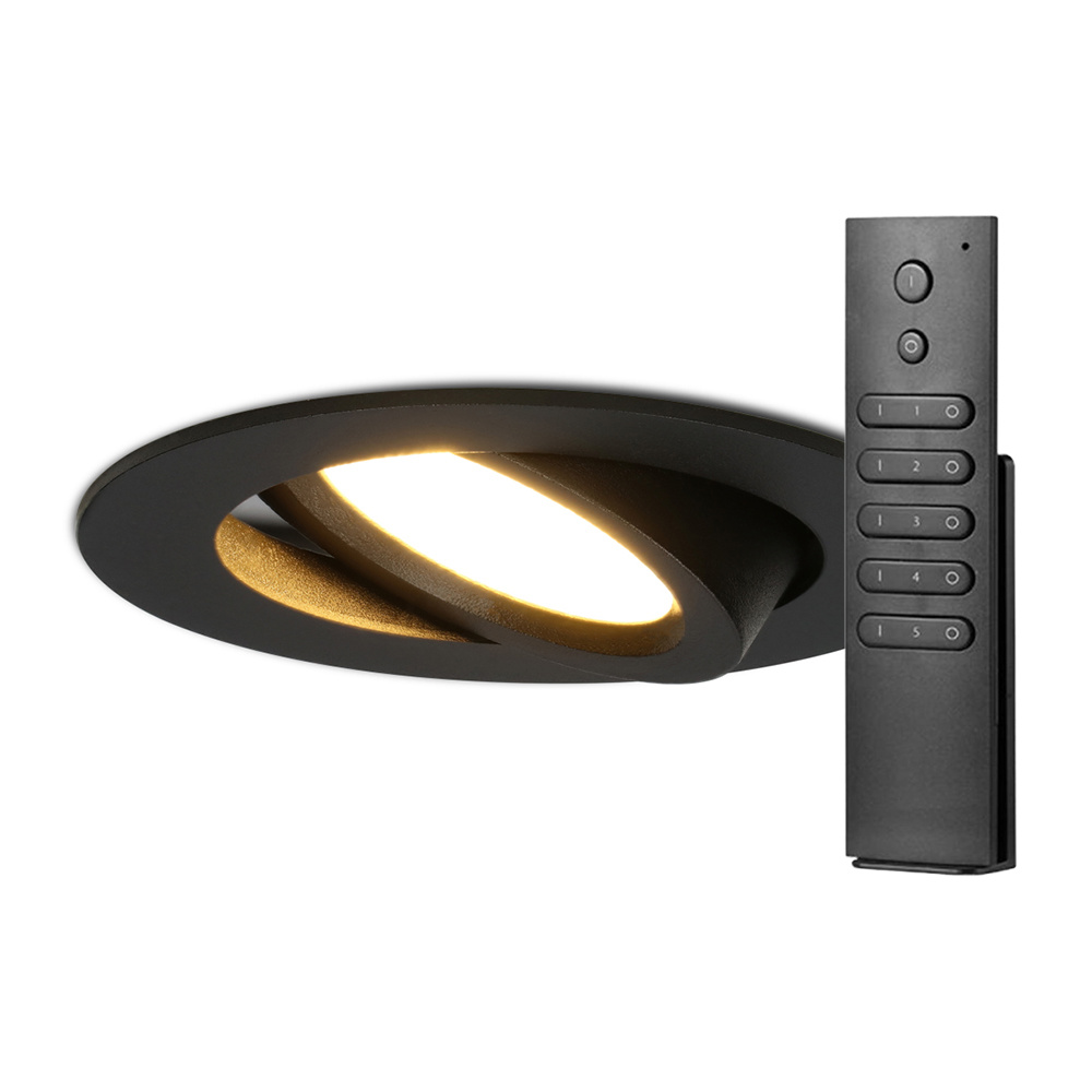 HOFTRONIC Set van 16 dimbare LED inbouwspots Rome - Zwart - 6 Watt - Kantelbaar - 2700K warm wit - I