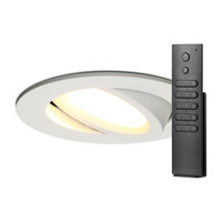 Set of 14 LED recessed downlights Rome white IP44 6 Watt 2700K dimmable tiltable incl. remote control 5 years warranty