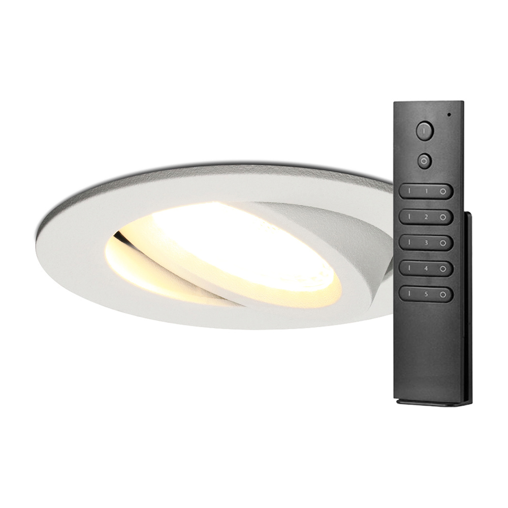 HOFTRONIC™ Set van 20 dimbare LED inbouwspots Rome - Wit - 6 Watt - Kantelbaar - 2700K warm wit - IP44 - Inclusief afstandsbediening - Geringe inbouwdiepte