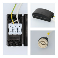Set van 8 dimbare LED inbouwspots Bari zwart GU10 5 Watt 2700K IP65 waterdicht incl. afstandsbediening