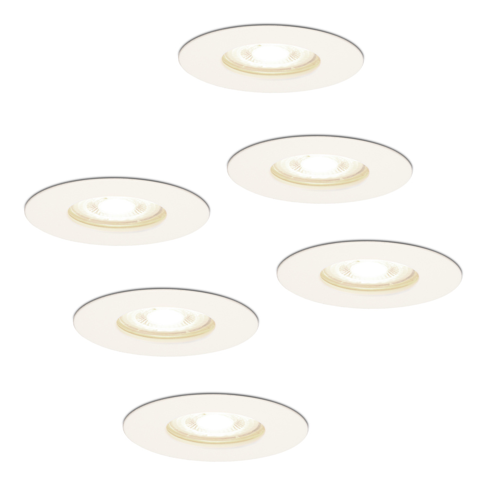 HOFTRONIC - 6x Bari LED Inbouwspots Badkamer Wit - GU10 LED Spots Inbouw - 5W 400lm - 2700K Warm wit licht - IP65 Waterdicht - Inbouw Spots Plafond - Plafondspots voor Woonkamer, K
