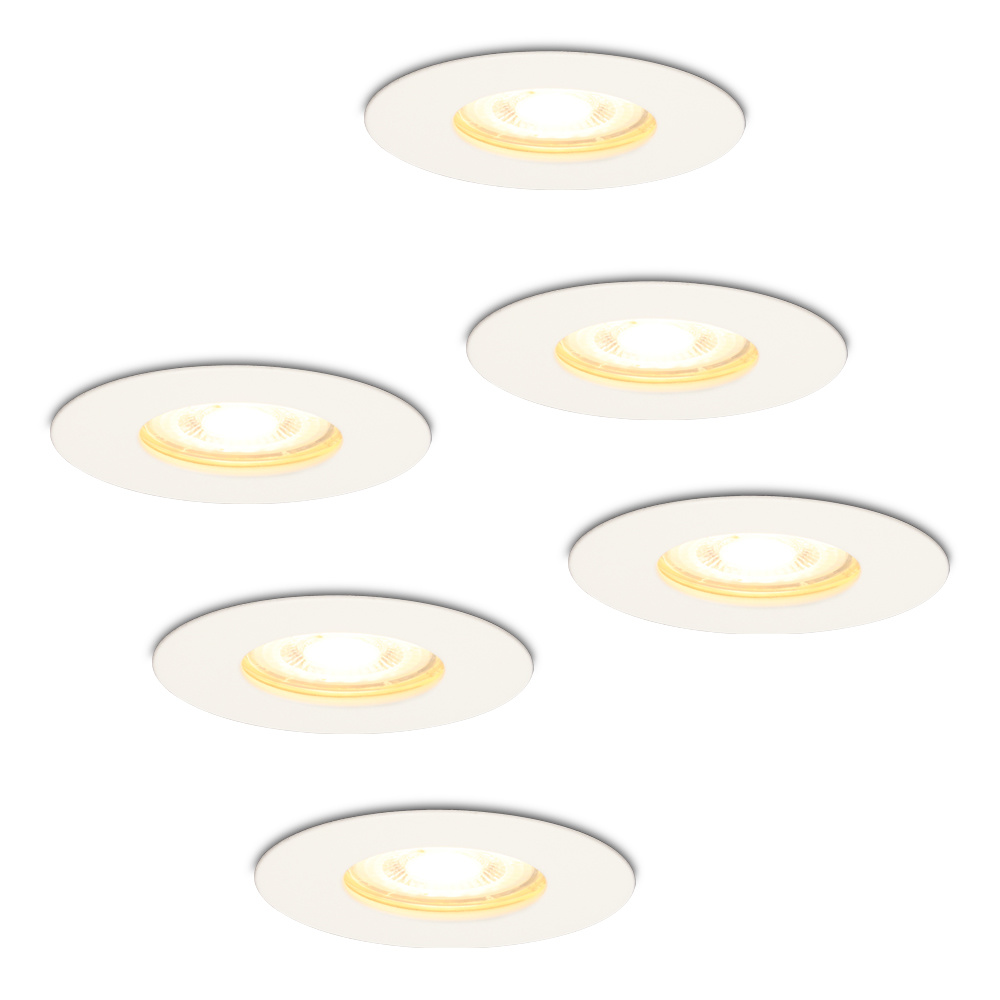 Set van 6 dimbare LED inbouwspots Bari wit GU10 5 Watt 2700K IP65 spuitwaterdicht