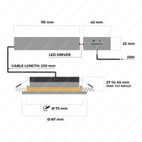Set van 20 dimbare LED inbouwspots Rome - RVS - 6 Watt - Kantelbaar - 2700K warm wit - IP44 - Inclusief afstandsbediening - Geringe inbouwdiepte