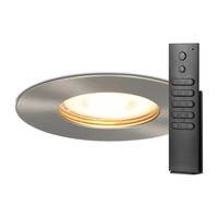 Set van 8 dimbare LED inbouwspots Bari RVS GU10 5 Watt 2700K IP65 waterdicht incl. afstandsbediening
