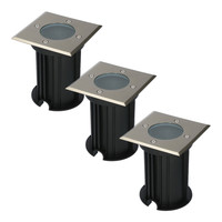 3x Ramsay dimbare LED Grondspot Vierkant RVS excl. lichtbron IP67 straal waterdicht 3 jaar garantie