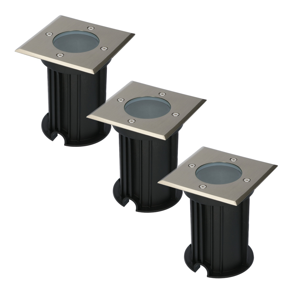HOFTRONIC™ 3x Ramsay dimbare LED Grondspot Vierkant RVS excl. lichtbron IP67 straal waterdicht 3 jaar garantie