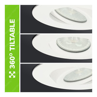 Set of 12 LED recessed downlights Naples IP65 8 Watt 2700K dimmable 360° tiltable white incl. remote control
