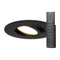Set of 14 LED recessed downlights Naples IP65 8 Watt 2700K dimmable 360° tiltable Black incl. remote control