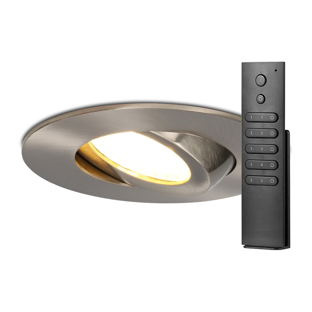 HOFTRONIC Set van 8 stuks LED inbouwspots Napels IP65 8 Watt 2700K dimbaar 360 kantelbaar RVS incl.