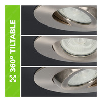 Set of 8 LED recessed downlights Naples IP65 8 Watt 2700K dimmable 360° tiltable Stainless steel incl. remote control