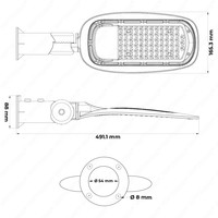 LED Streetlamp - 50 Watt - 5500lm - 6400K - IP65 - IK08 - Flicker-free - Lumileds - 5 year warranty