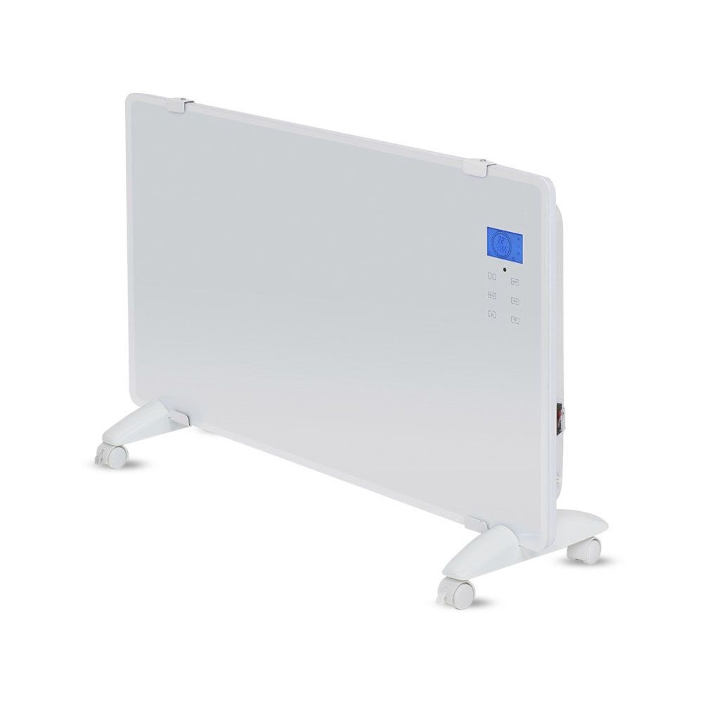 V-TAC Glazen Paneelverwarmer - Elektrische kachel - Panel Heater - Paneelverwarming - Portable Heater - Display Heater - Wit